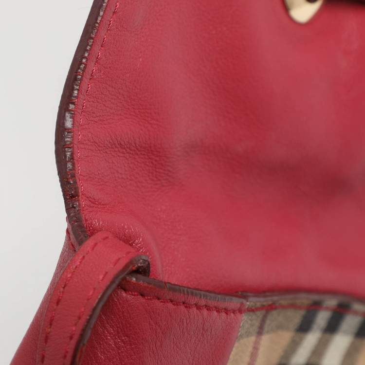 مملوكة مسبقًا Burberry Beige/Pink Haymarket Check PVC and Leather Shoulder Bag