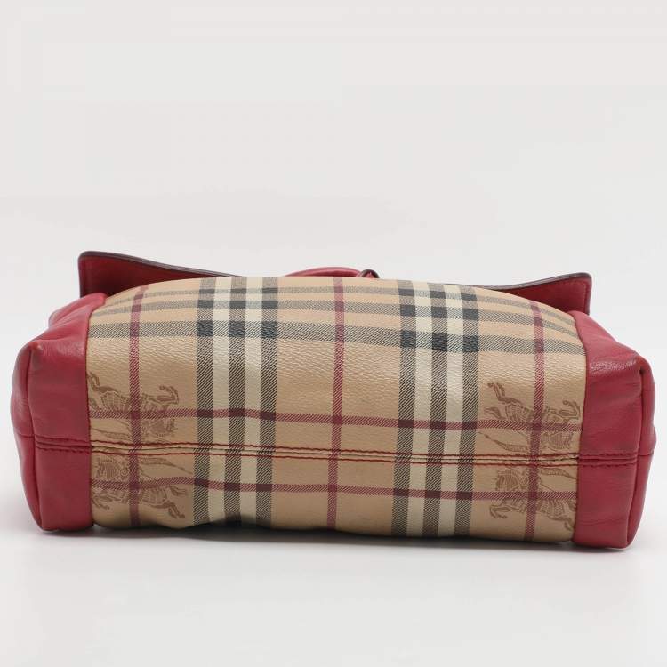 مملوكة مسبقًا Burberry Beige/Pink Haymarket Check PVC and Leather Shoulder Bag