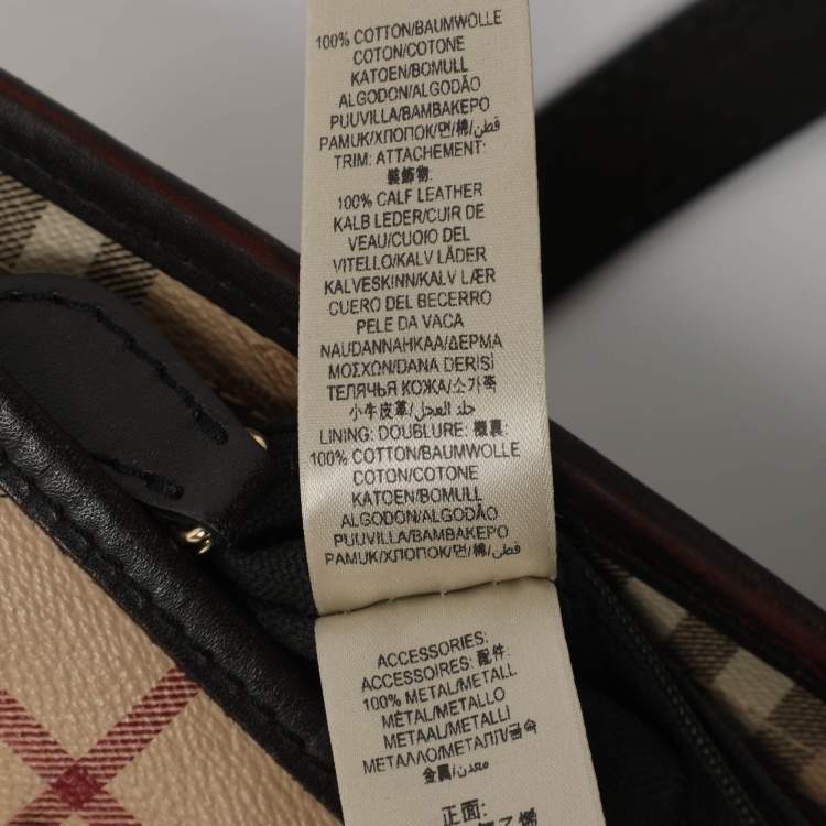Pre Owned Burberry Regent Medium Beige/Brown Haymarket Check Coated Canvas Tote