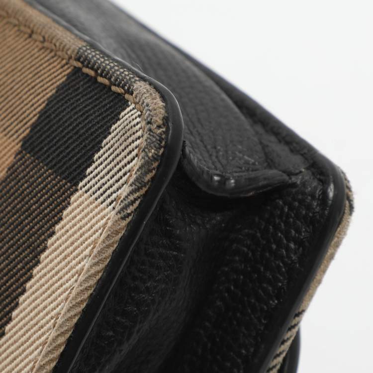 مملوكة مسبقًا Burberry Hampshire Beige/Black Housecheck Canvas and Leather Shoulder Bag