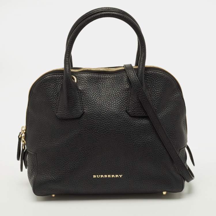 Pre Owned Burberry Greenwood Black Grained Leather Satchel