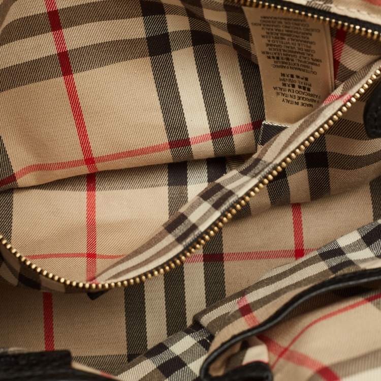 Pre Owned Burberry Greenwood Black Grained Leather Satchel