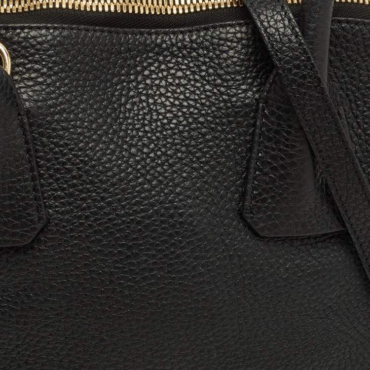 Pre Owned Burberry Greenwood Black Grained Leather Satchel