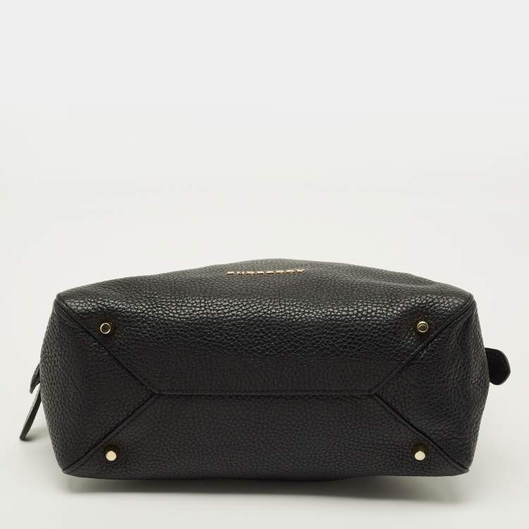 Pre Owned Burberry Greenwood Black Grained Leather Satchel