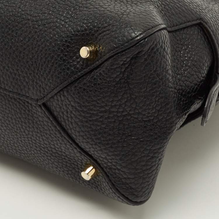 Pre Owned Burberry Greenwood Black Grained Leather Satchel