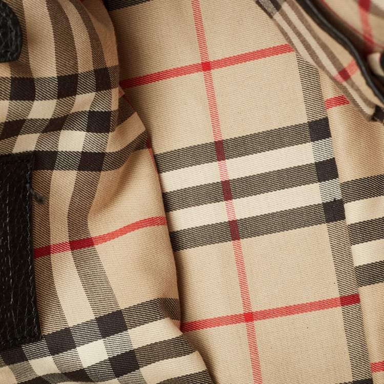 Pre Owned Burberry Greenwood Black Grained Leather Satchel