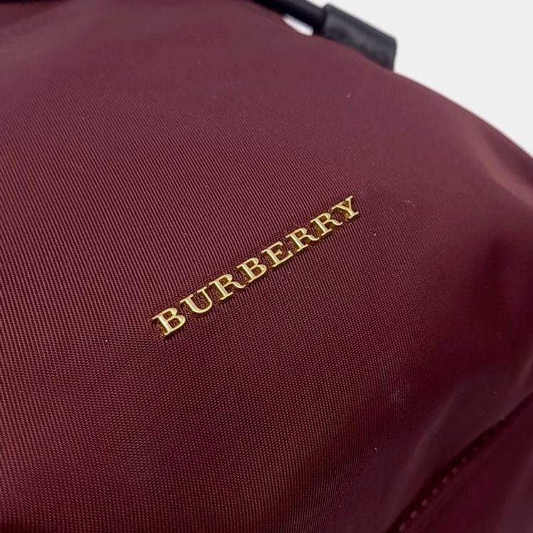Pre Owned Burberry Black Burgundy Nylon Rucksack Backpack