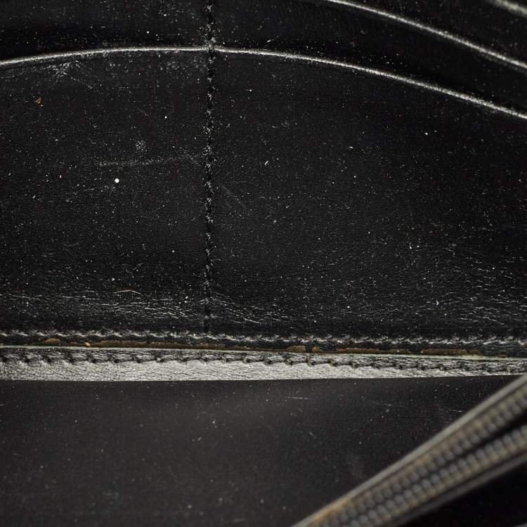 مملوكة مسبقًا Burberry Black Smoke Check Nylon and Patent Leather Flap Continental Wallet