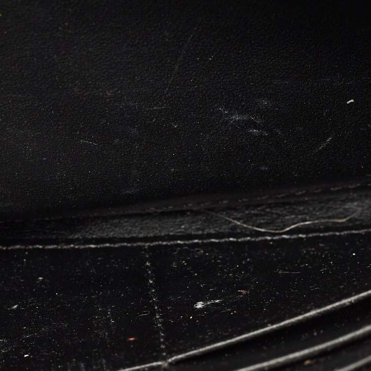 مملوكة مسبقًا Burberry Black Smoke Check Nylon and Patent Leather Flap Continental Wallet