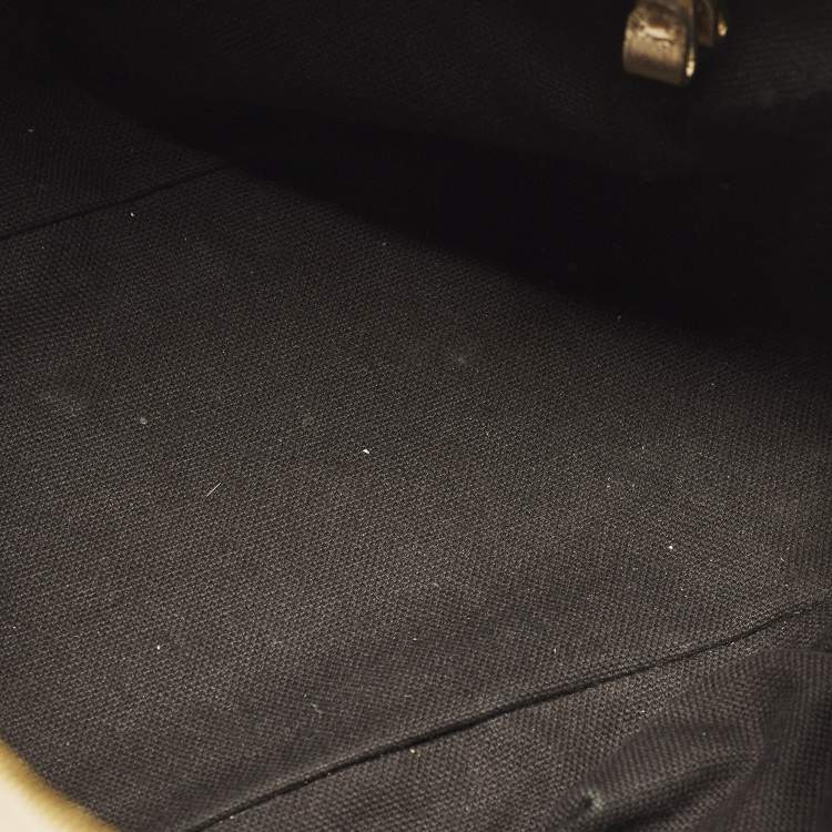 مملوكة مسبقًا Burberry Thornley Small Gold Woven Haymarket Check PVC and Leather Satchel