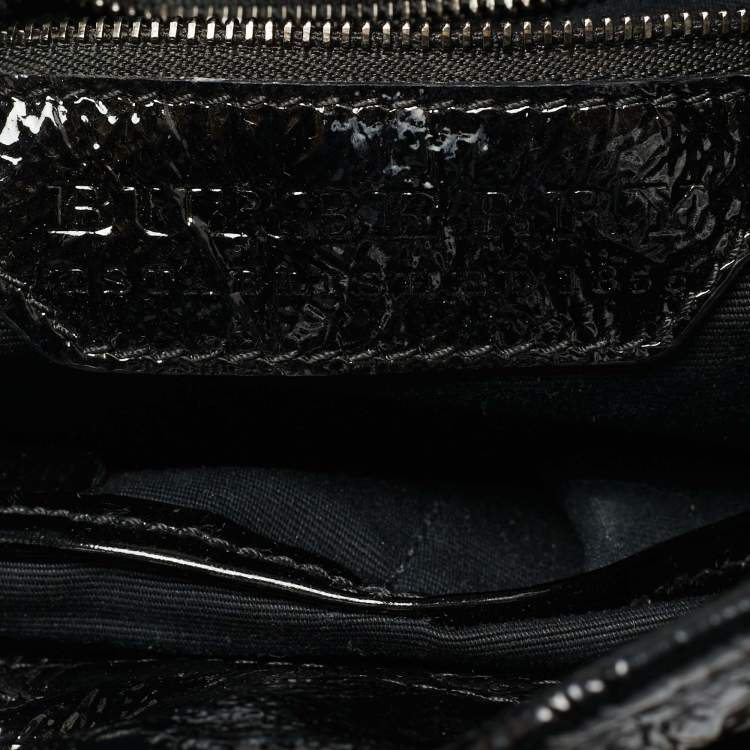 Pre Owned Burberry Cartridge Pleat Black/Beige Nova Check PVC and Patent Leather Tote