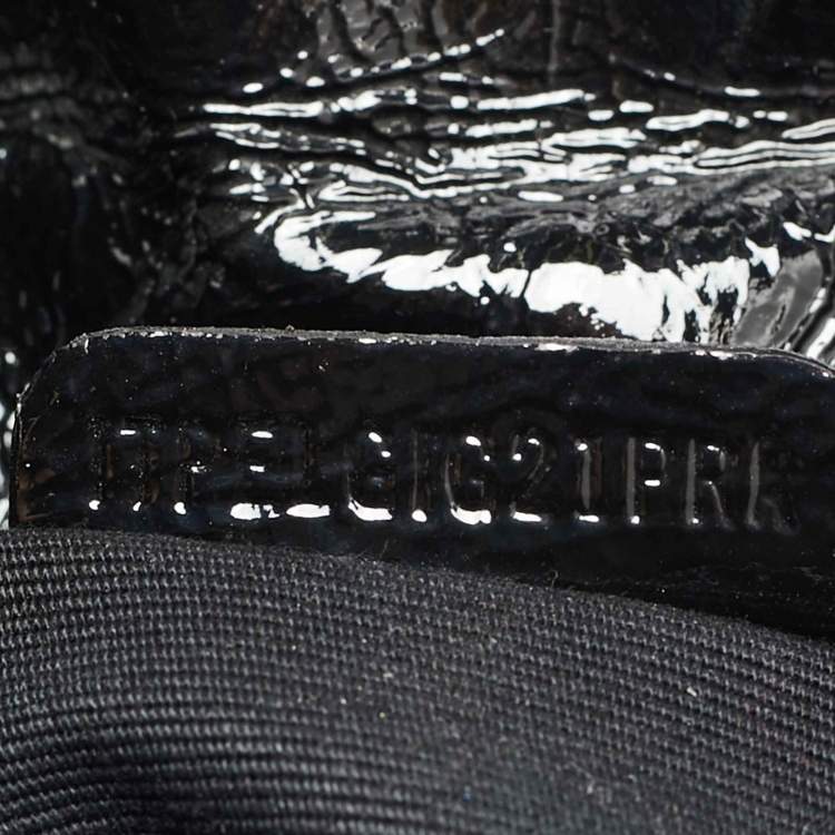 Pre Owned Burberry Cartridge Pleat Black/Beige Nova Check PVC and Patent Leather Tote