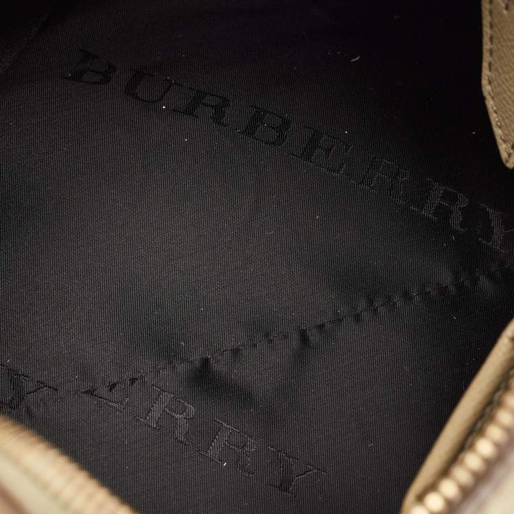 مملوكة مسبقًا Burberry Beige Patent Leather Lock Top Zip Satchel