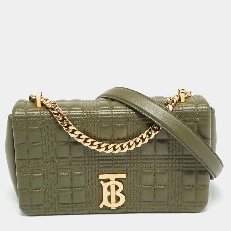 Pre Owned Burberry Lola Small Green Quilted Leather Shoulder Bag