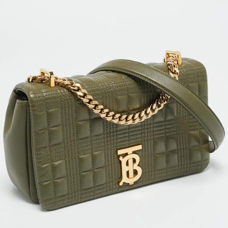 Pre Owned Burberry Lola Small Green Quilted Leather Shoulder Bag
