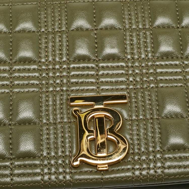 Pre Owned Burberry Lola Small Green Quilted Leather Shoulder Bag