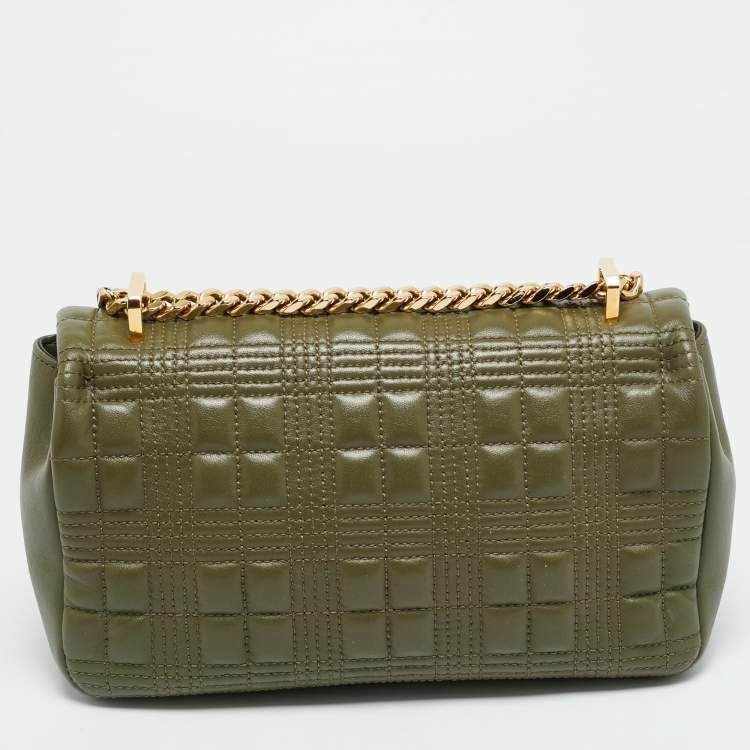 Pre Owned Burberry Lola Small Green Quilted Leather Shoulder Bag