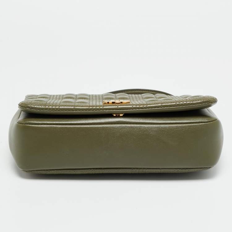Pre Owned Burberry Lola Small Green Quilted Leather Shoulder Bag