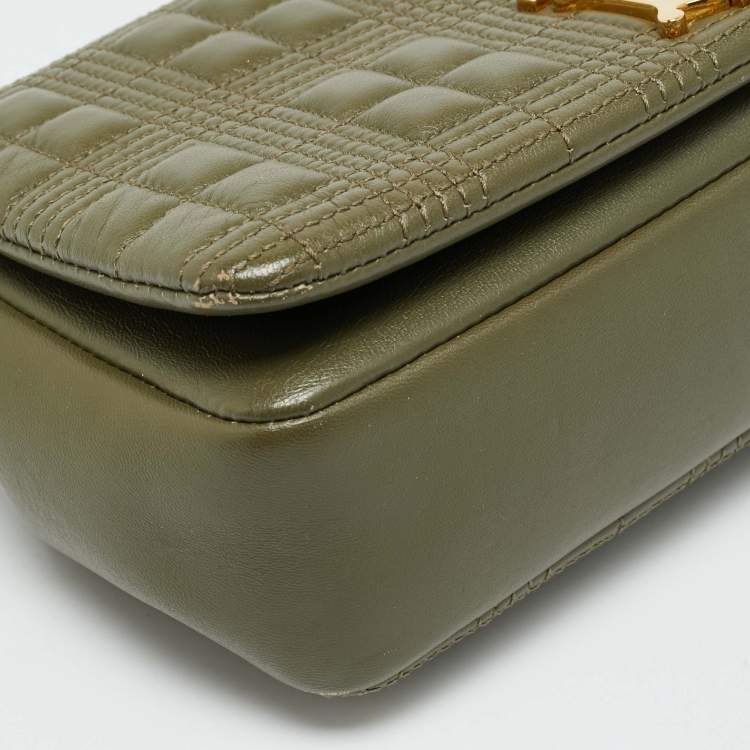 Pre Owned Burberry Lola Small Green Quilted Leather Shoulder Bag