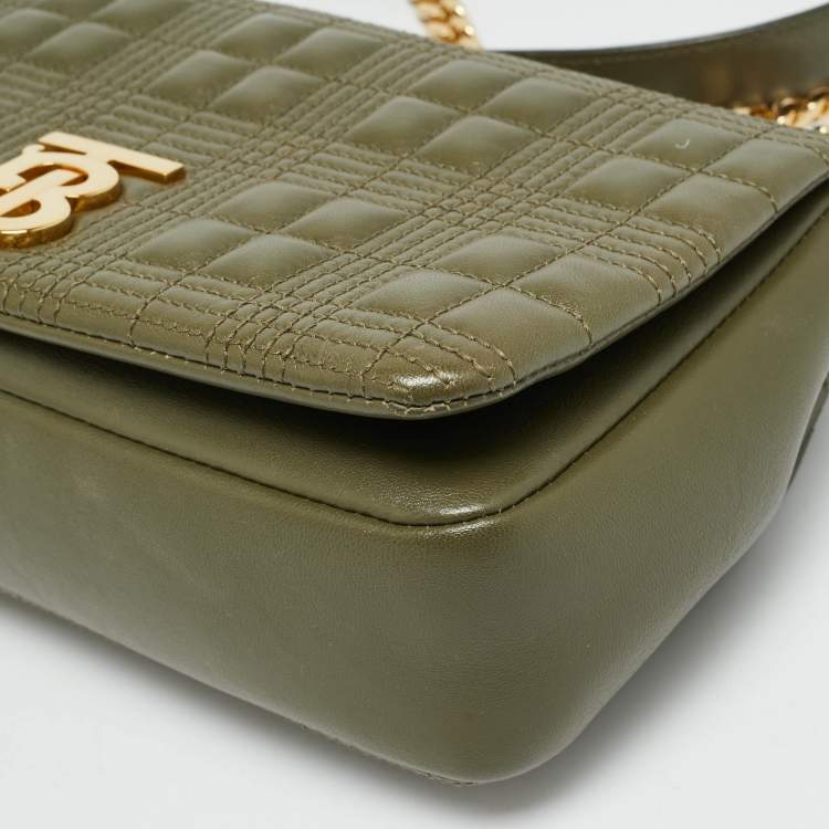 Pre Owned Burberry Lola Small Green Quilted Leather Shoulder Bag