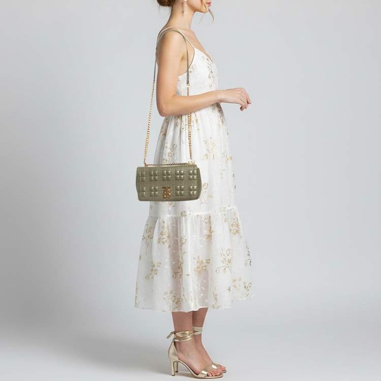 Pre Owned Burberry Lola Small Green Quilted Leather Shoulder Bag