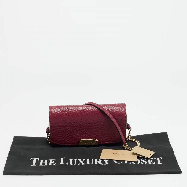 Pre Owned Burberry Madison Burgundy Leather Wallet on Chain