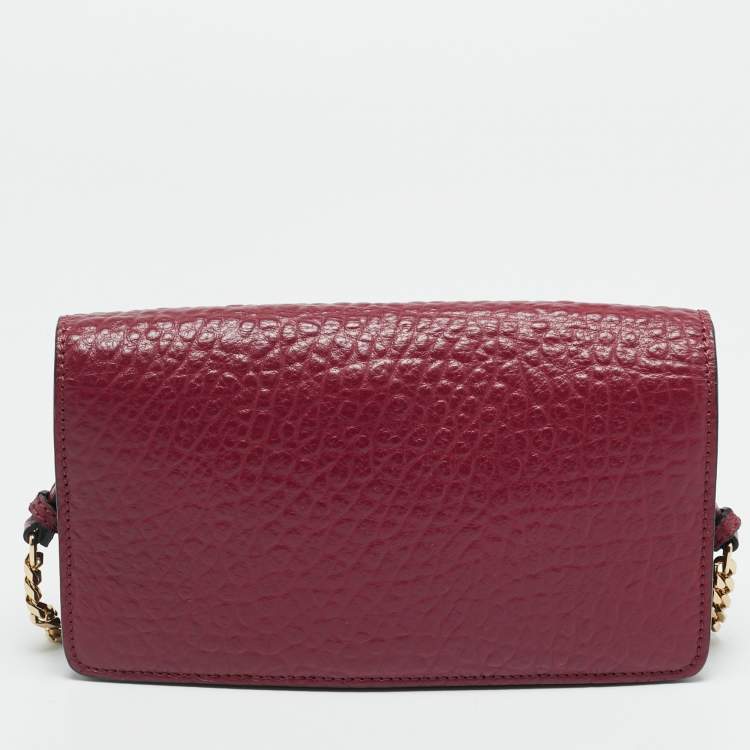 Pre Owned Burberry Madison Burgundy Leather Wallet on Chain