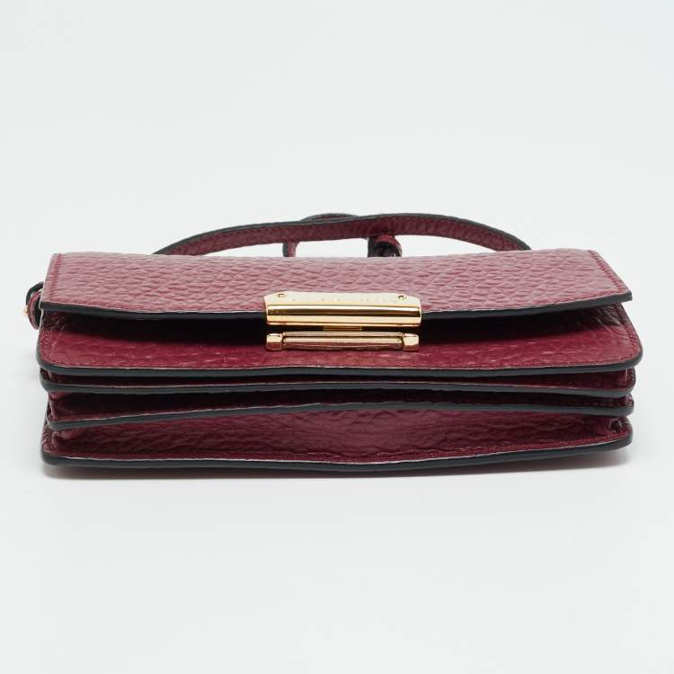 Pre Owned Burberry Madison Burgundy Leather Wallet on Chain