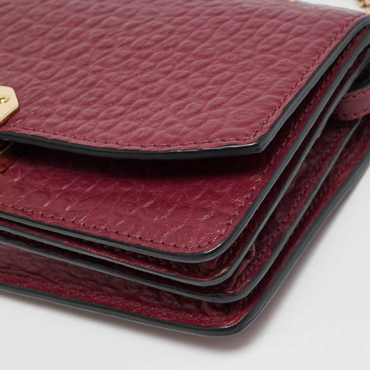 Pre Owned Burberry Madison Burgundy Leather Wallet on Chain