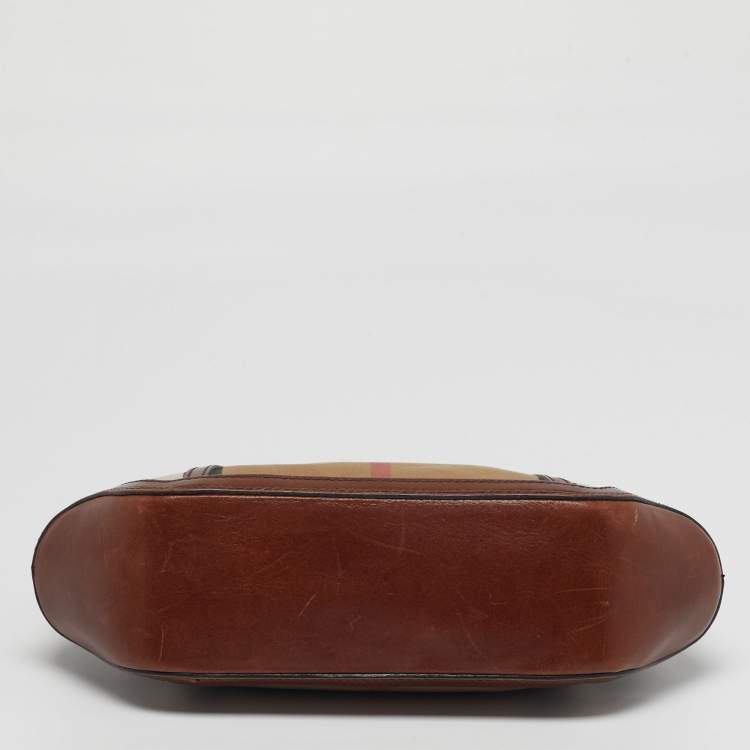 Pre Owned Burberry Orchard Brown House Check Fabric Crossbody Bag