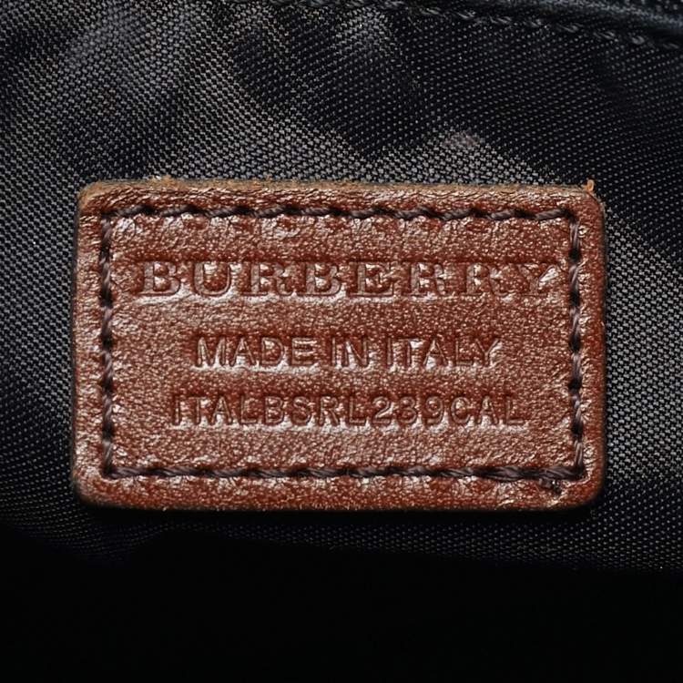 Pre Owned Burberry Orchard Brown House Check Fabric Crossbody Bag