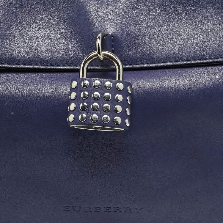 Pre Owned Burberry Dalston Navy Blue Leather Shoulder Bag