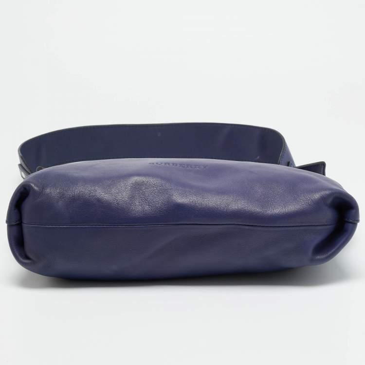 Pre Owned Burberry Dalston Navy Blue Leather Shoulder Bag