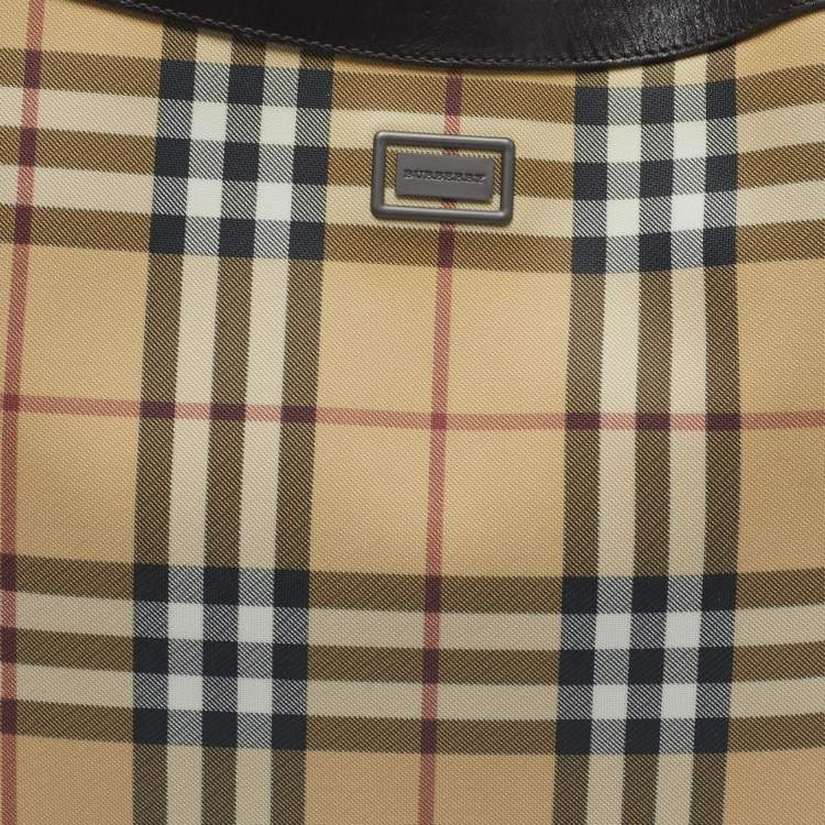 Pre Owned Burberry Brown/Beige House Check PVC Shoulder Bag
