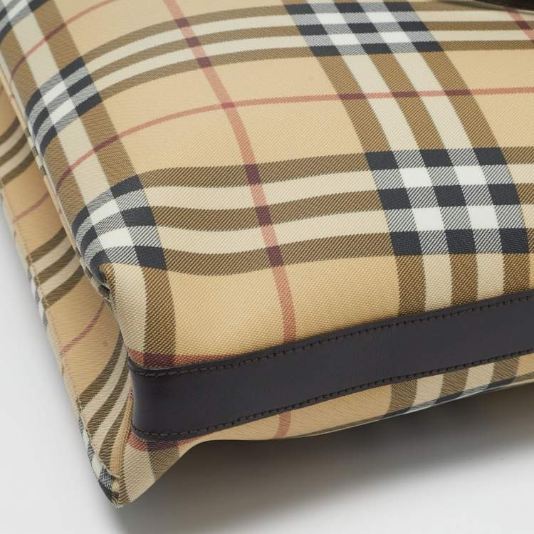 Pre Owned Burberry Brown/Beige House Check PVC Shoulder Bag