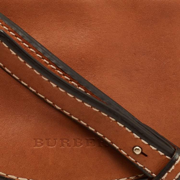 Pre Owned Burberry Henham Brown Mega Check Canvas and Leather Crossbody Bag