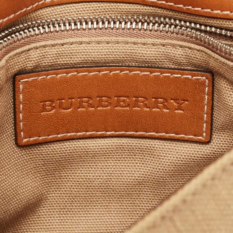 Pre Owned Burberry Henham Brown Mega Check Canvas and Leather Crossbody Bag