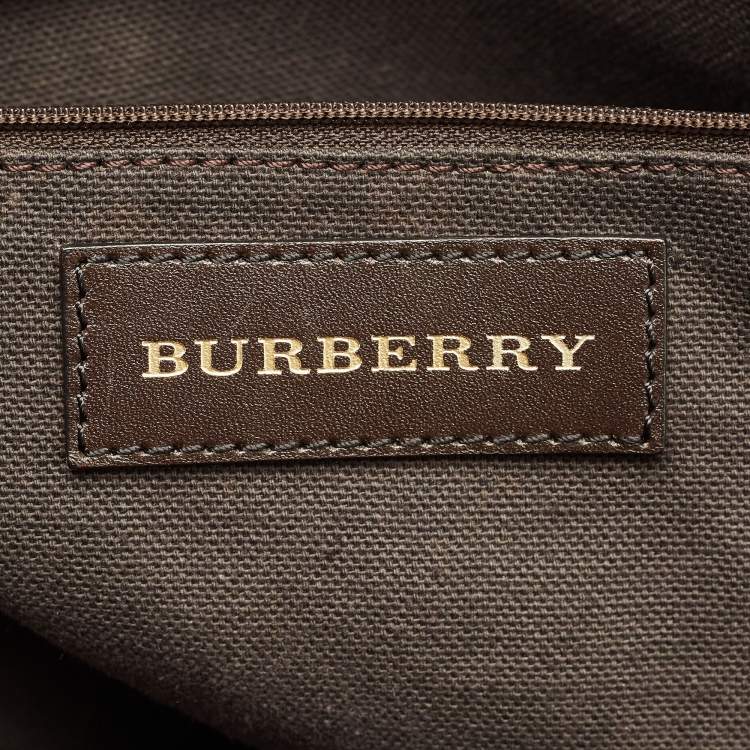 Pre Owned Burberry Orchard Dark Brown/Beige Coated Canvas Haymarket Check Bowler Bag
