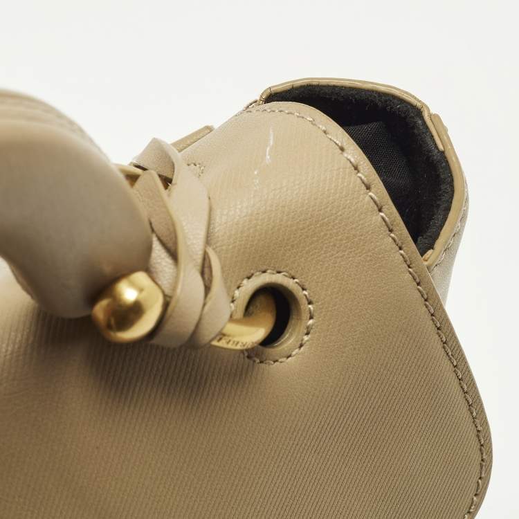 Pre Owned Burberry DK88 Small Beige Leather Top Handle Bag