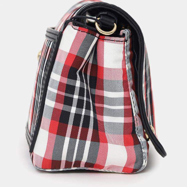 مملوكة مسبقًا Burberry Red Hackberry Tartan Nylon Crossbody Bag