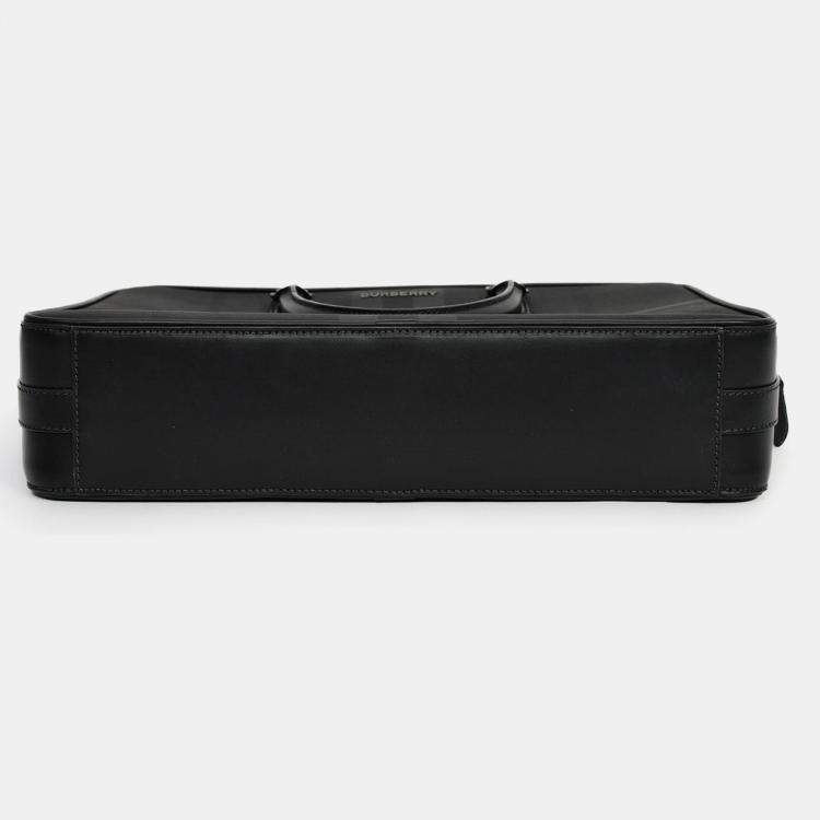Pre Owned Burberry Black Leather Ainsworth Briefcase with Strap