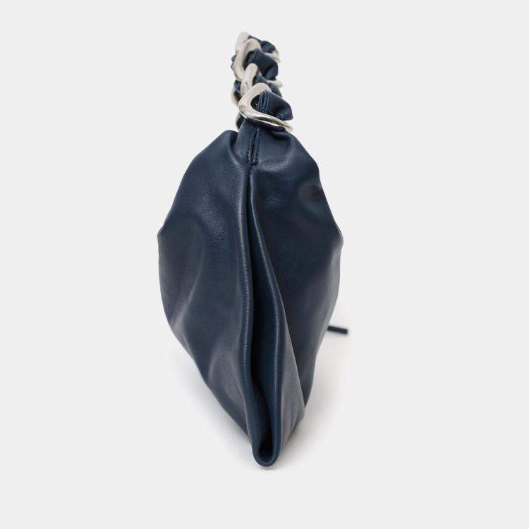 Pre Owned Burberry Navy Leather Swan Small Shoulder Bag