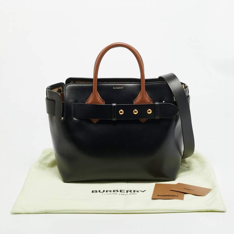 Pre Owned Burberry Marais Belt Small Black/Brown Leather Tote