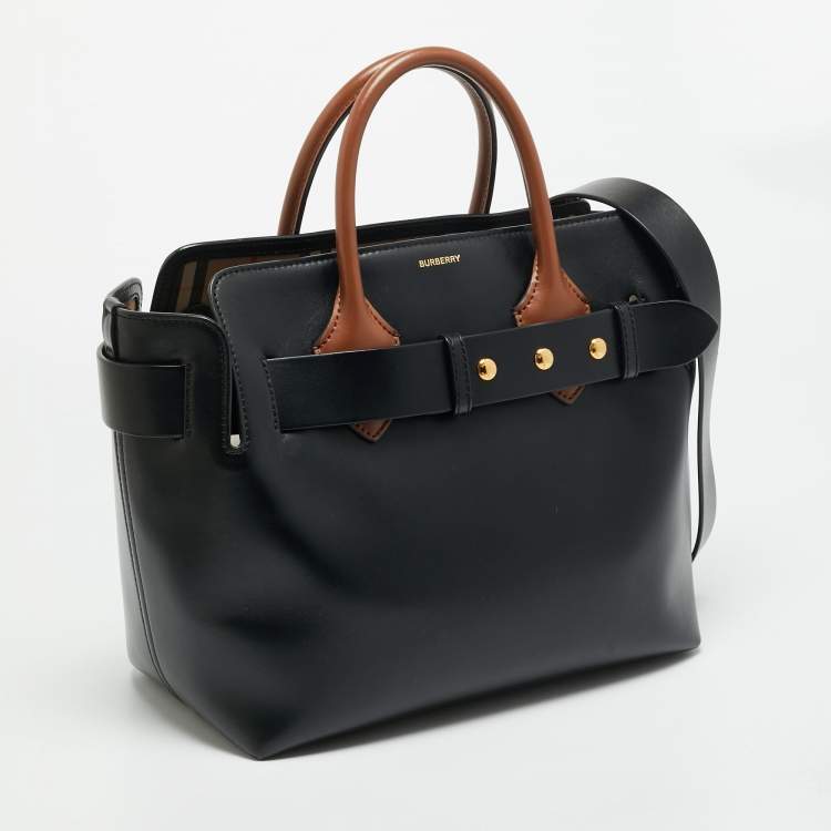 Pre Owned Burberry Marais Belt Small Black/Brown Leather Tote