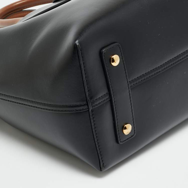 Pre Owned Burberry Marais Belt Small Black/Brown Leather Tote