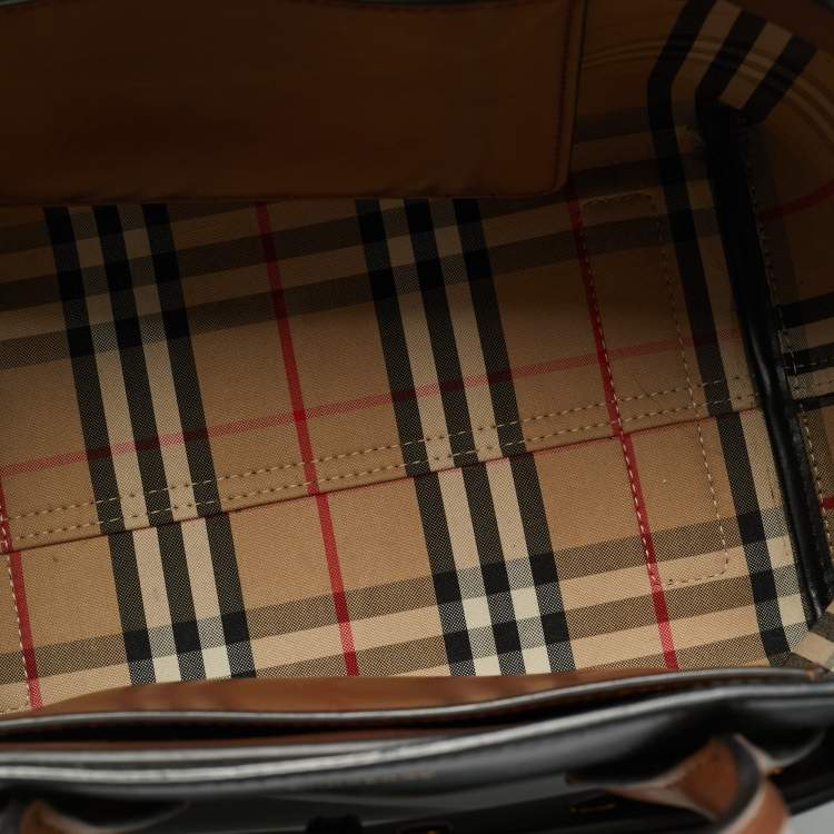 Pre Owned Burberry Marais Belt Small Black/Brown Leather Tote