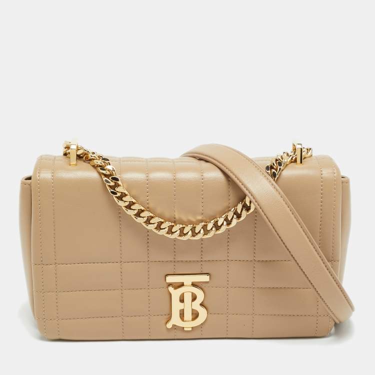 Pre Owned Burberry Lola Small Beige Quilted Leather Shoulder Bag