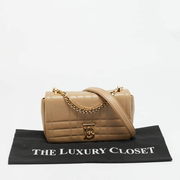 Pre Owned Burberry Lola Small Beige Quilted Leather Shoulder Bag