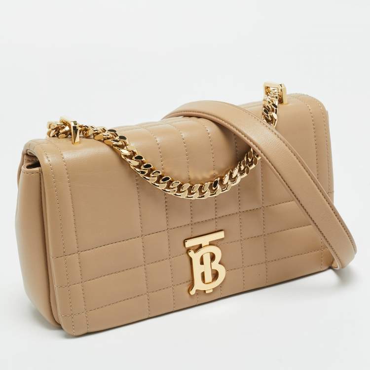 Pre Owned Burberry Lola Small Beige Quilted Leather Shoulder Bag
