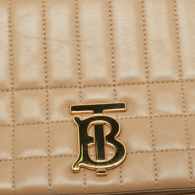 Pre Owned Burberry Lola Small Beige Quilted Leather Shoulder Bag